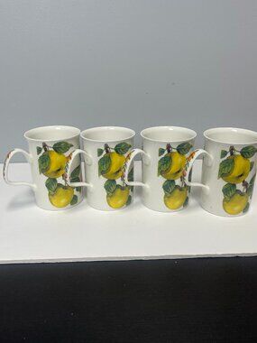 Roy Kirkham Worcester Fruit Bone China Mugs Set of 4 1997